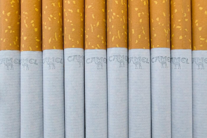 Cigarettes lined up