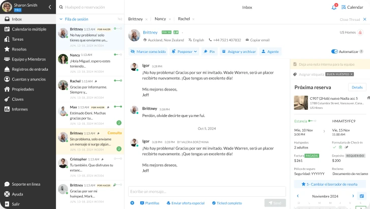 Comunicación con huéspedes