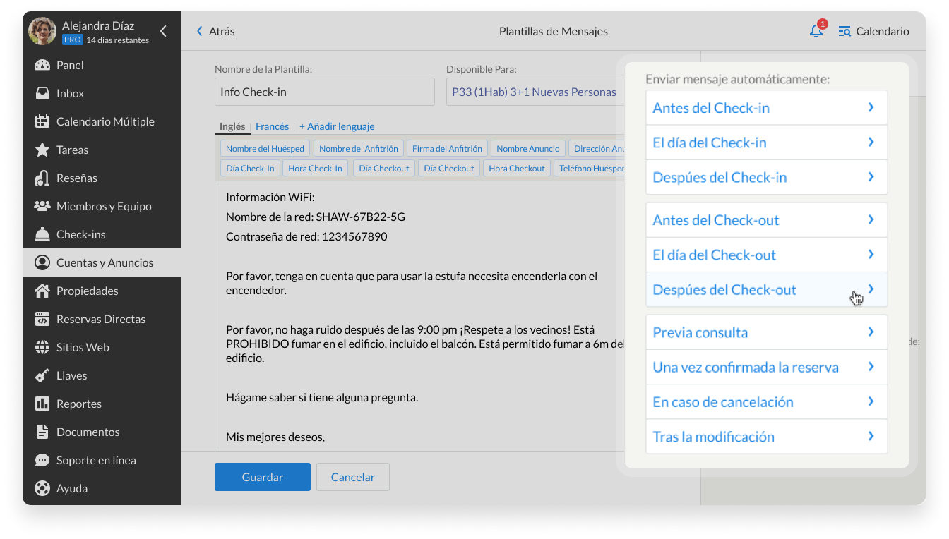 Plantillas de mensajes iGMS