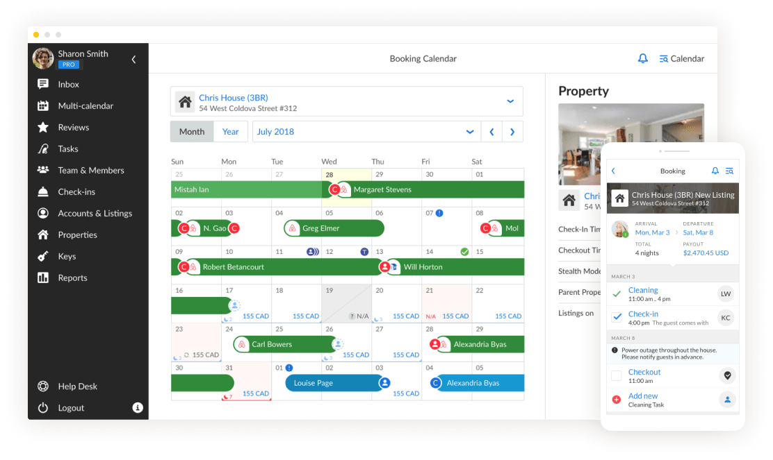 airbnb management, vacation rental software feature