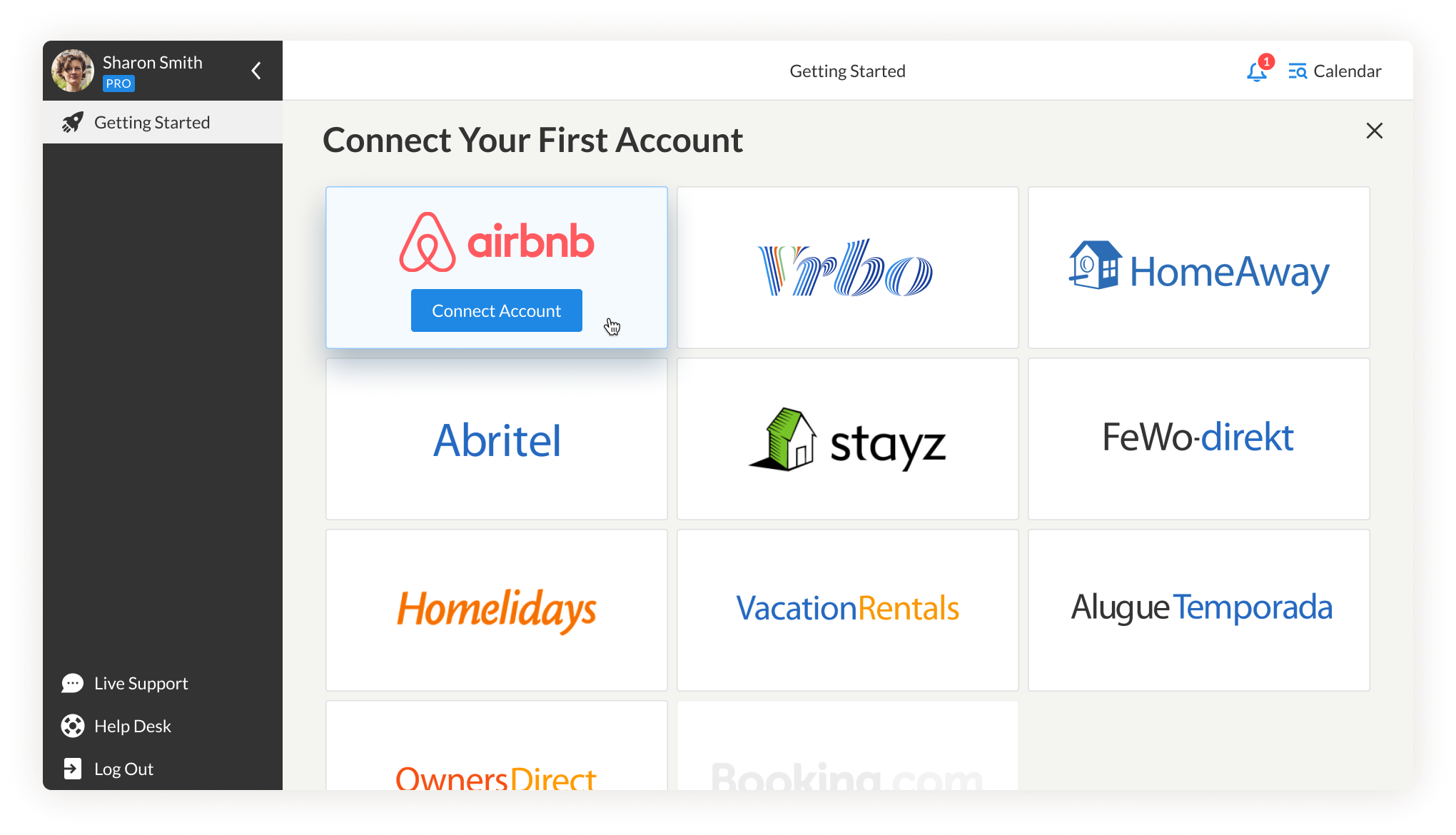 integration with Airbnb, Booking.com, Vrbo, HomeAway