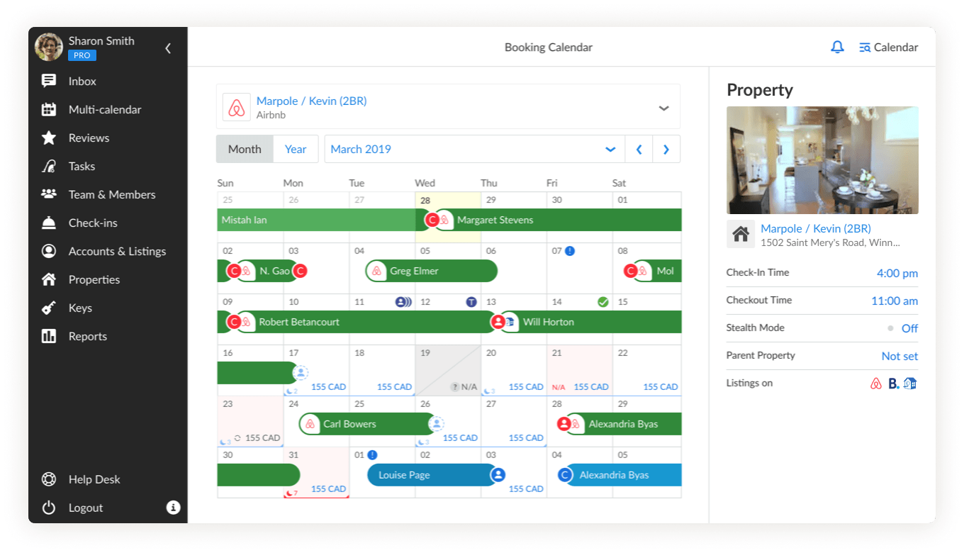 integration with Airbnb, Booking.com, Vrbo, HomeAway