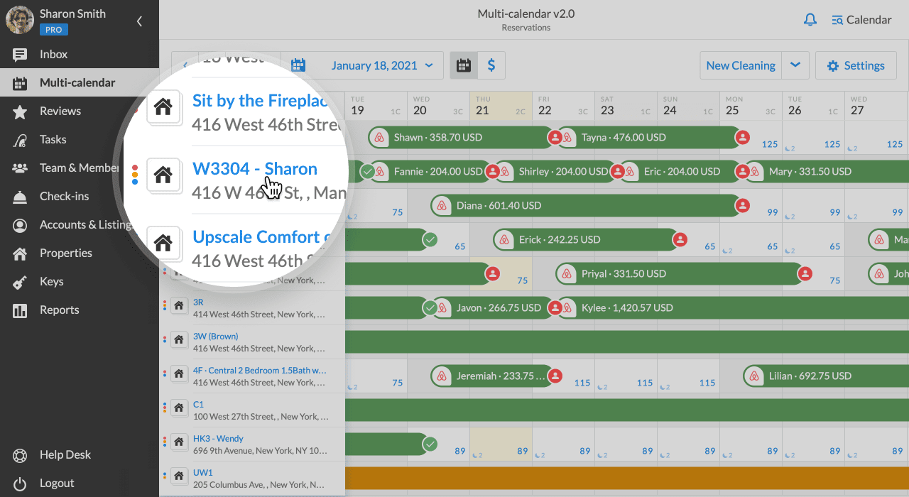 Calendario de propiedades iGMS SIngle