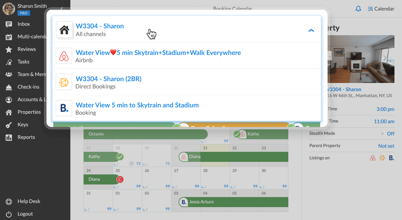 Calendario de propiedades individuales de iGMS