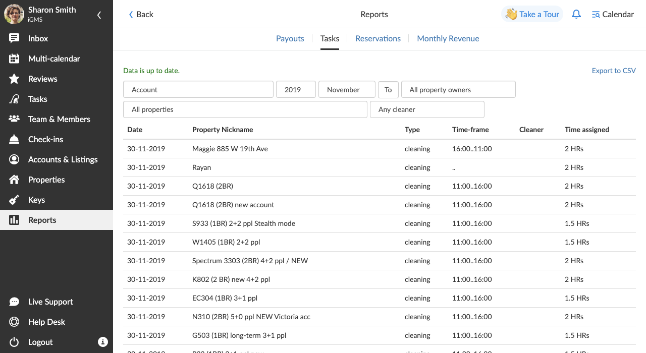 iGMS tasks report