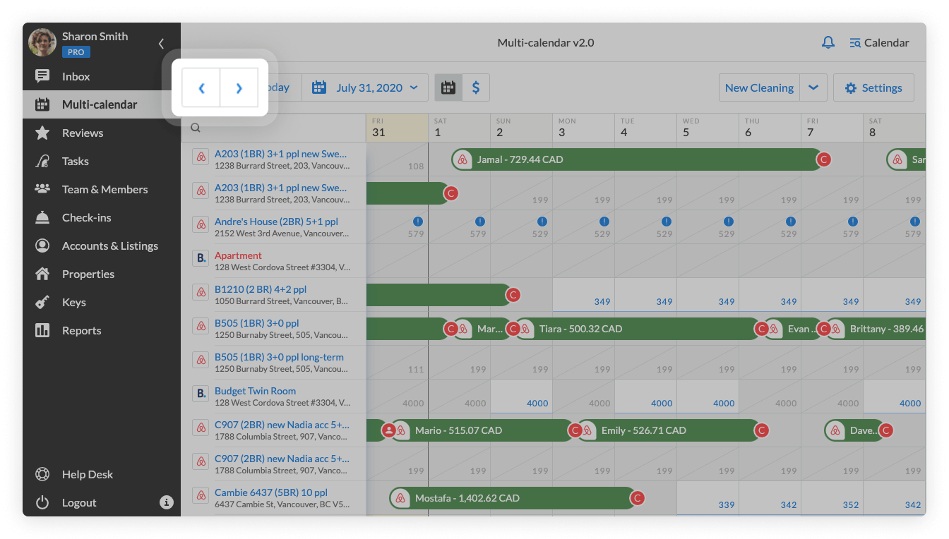 Multi-calendar 2.0 arrows