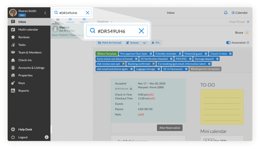 iGMS Inbox reservation code