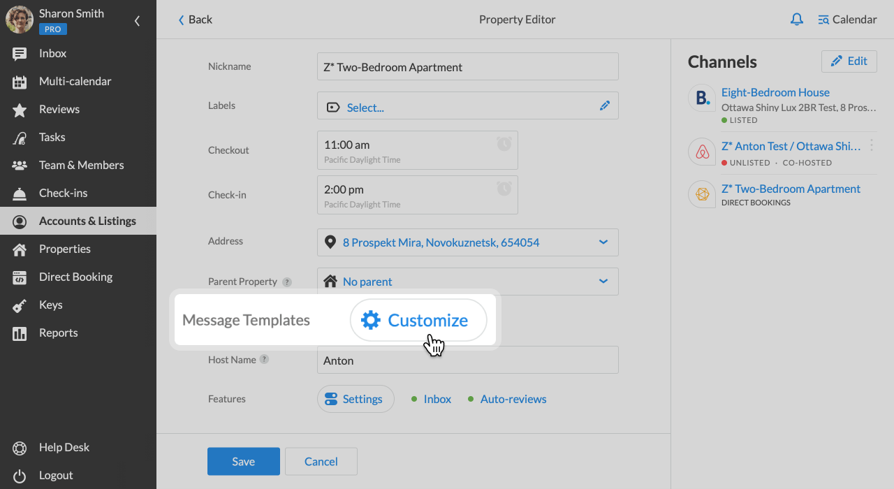 Personalización del editor de propiedades iGMS