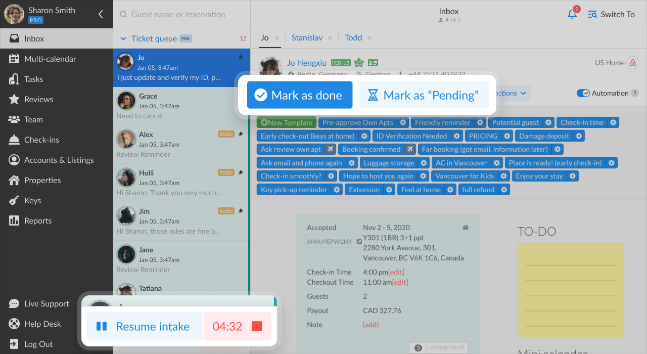 iGMS Inbox PROtracj Resume Intake Mark as done Mark as Pending