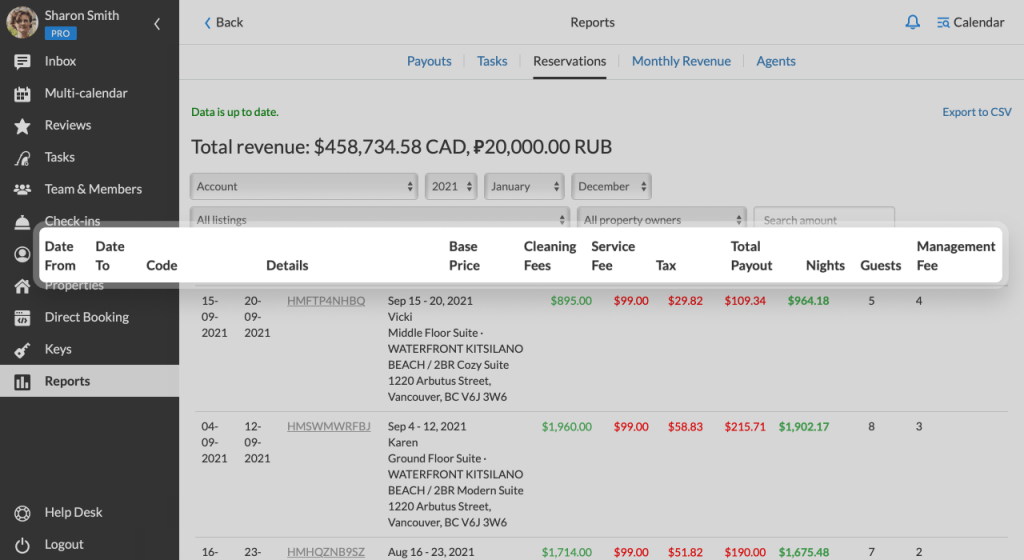 iGMS Reservations Report