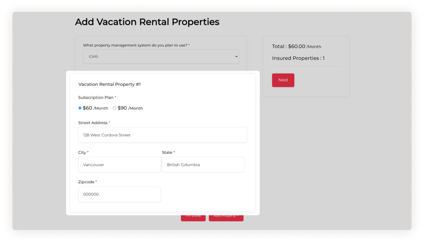 insuraguest website introducir datos