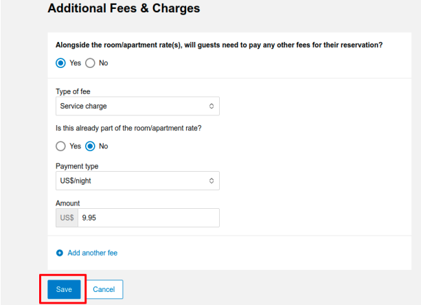 Booking.com Additional Fees and Charges Save