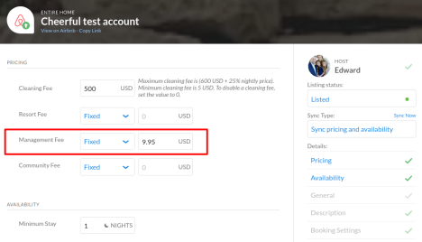 iGMS Airbnb Listing Editor Tarifa de gestión fija