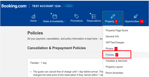 Booking.com Extranet Property Policy