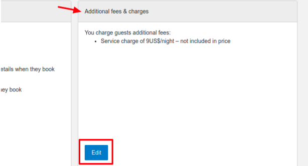 Additional Fees and Charges Edit