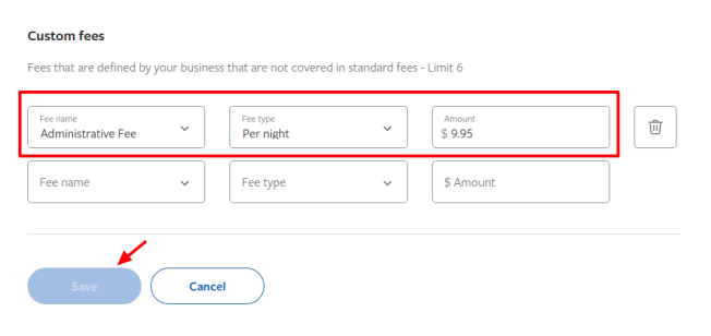 Vrbo Custom Fee settings