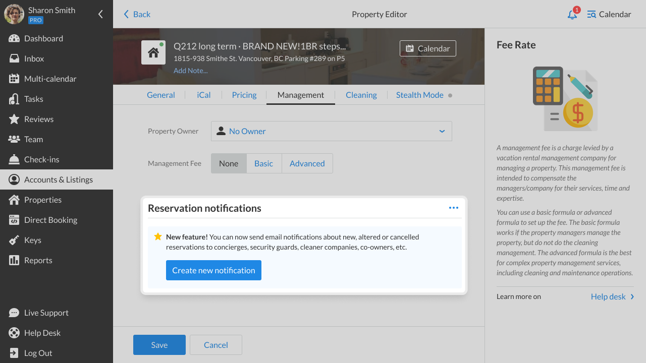 Property Editor Management Tab Create Notification