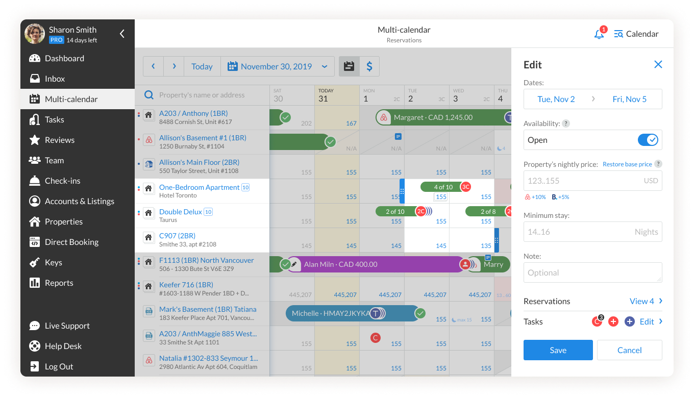 iGMS Multi-calendar date multiselect Channel Makrups adjustments indication