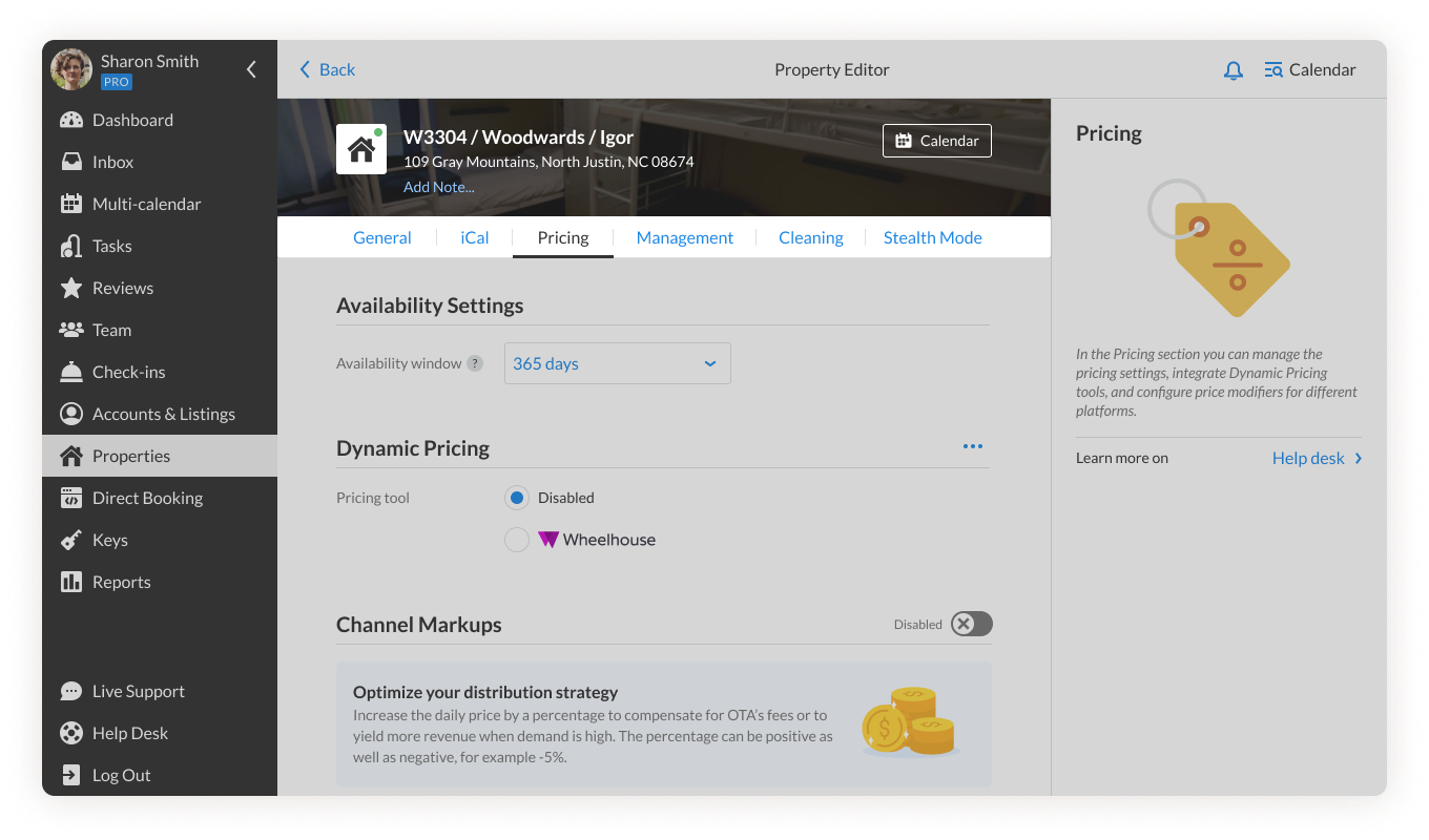 iGMS Property Editor Pricing tab