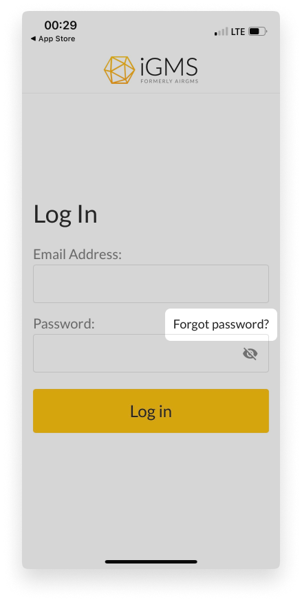 Forgot password button