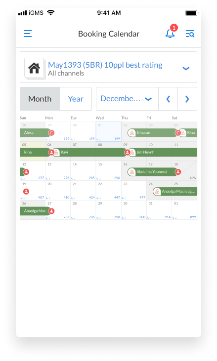 Booking calendar