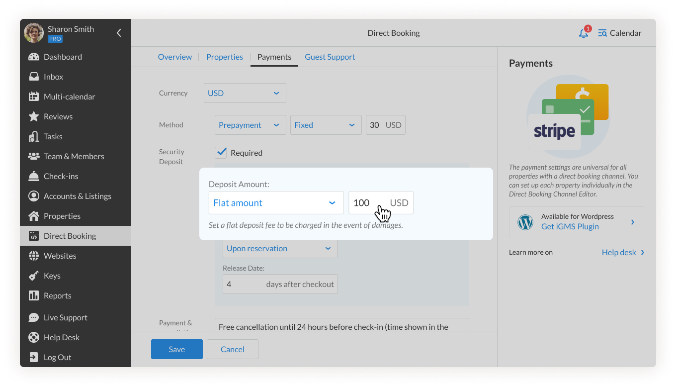 iGMS flat deposit amount set