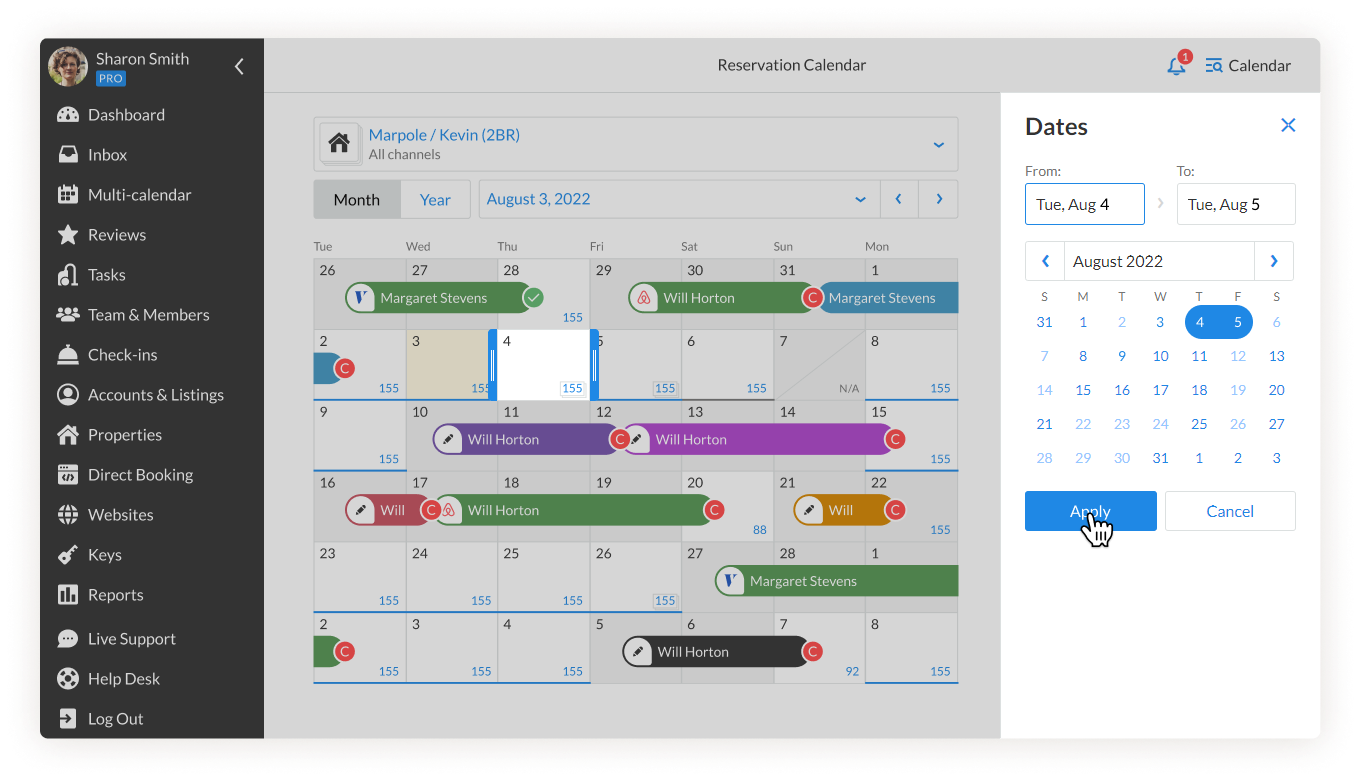 Reservation calendar