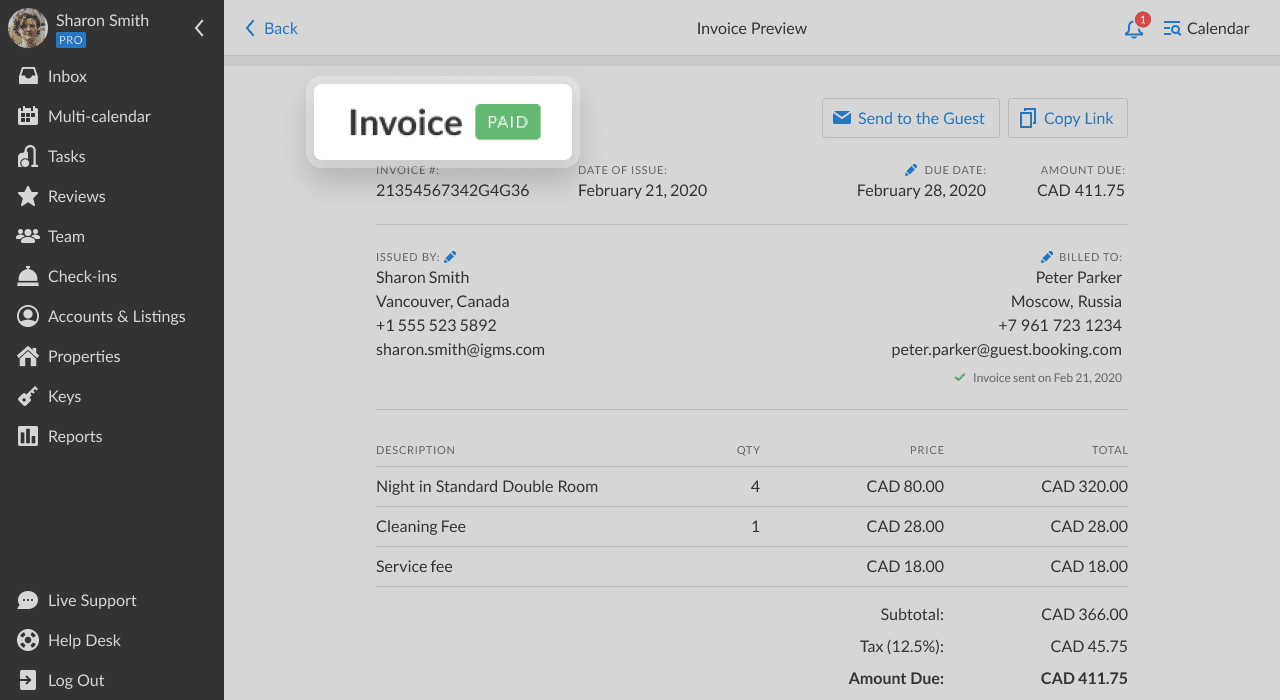 iGMS Invoice Status example