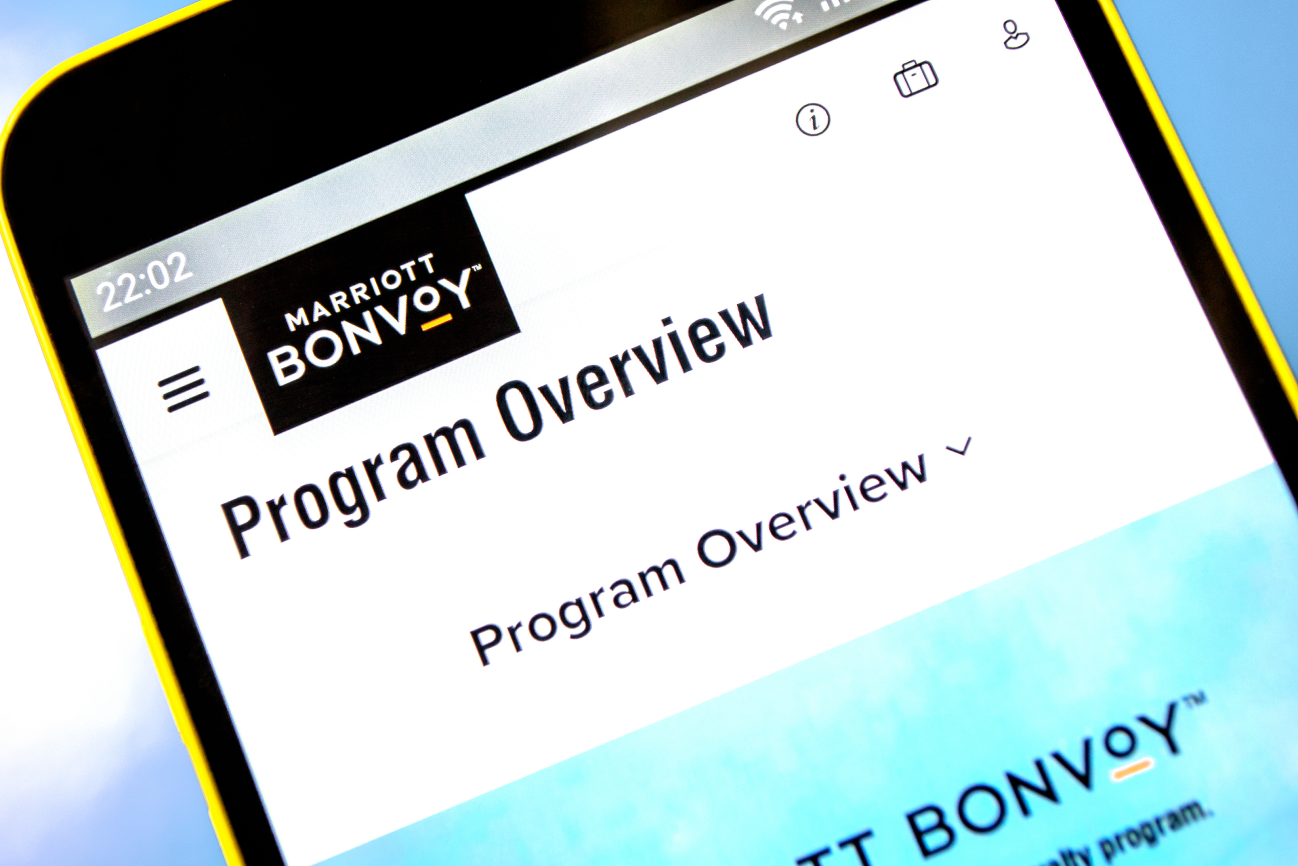 Screen showing Marriott Bonvoy program overview